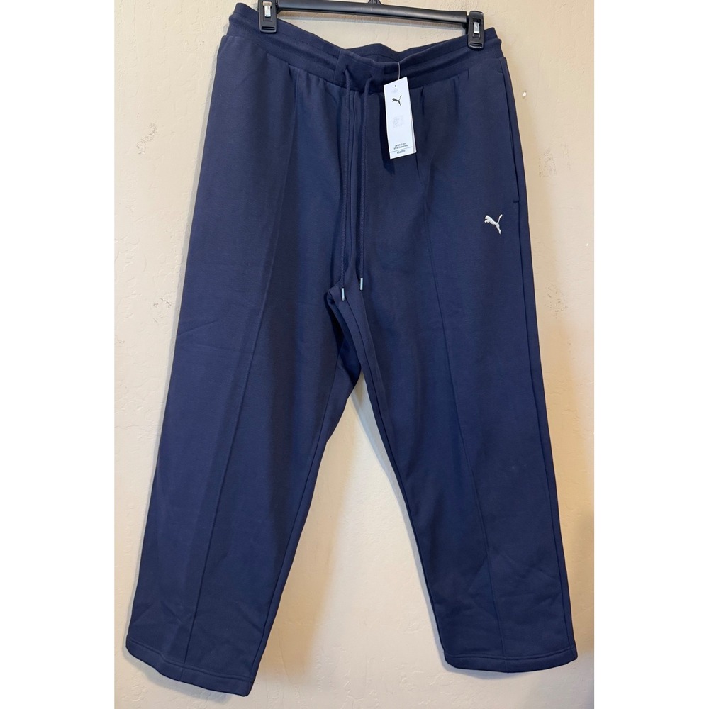 Puma Class Sweatpants Men XL Navy Relaxed Fit Pintuck Fleece Joggers 688215 NEW